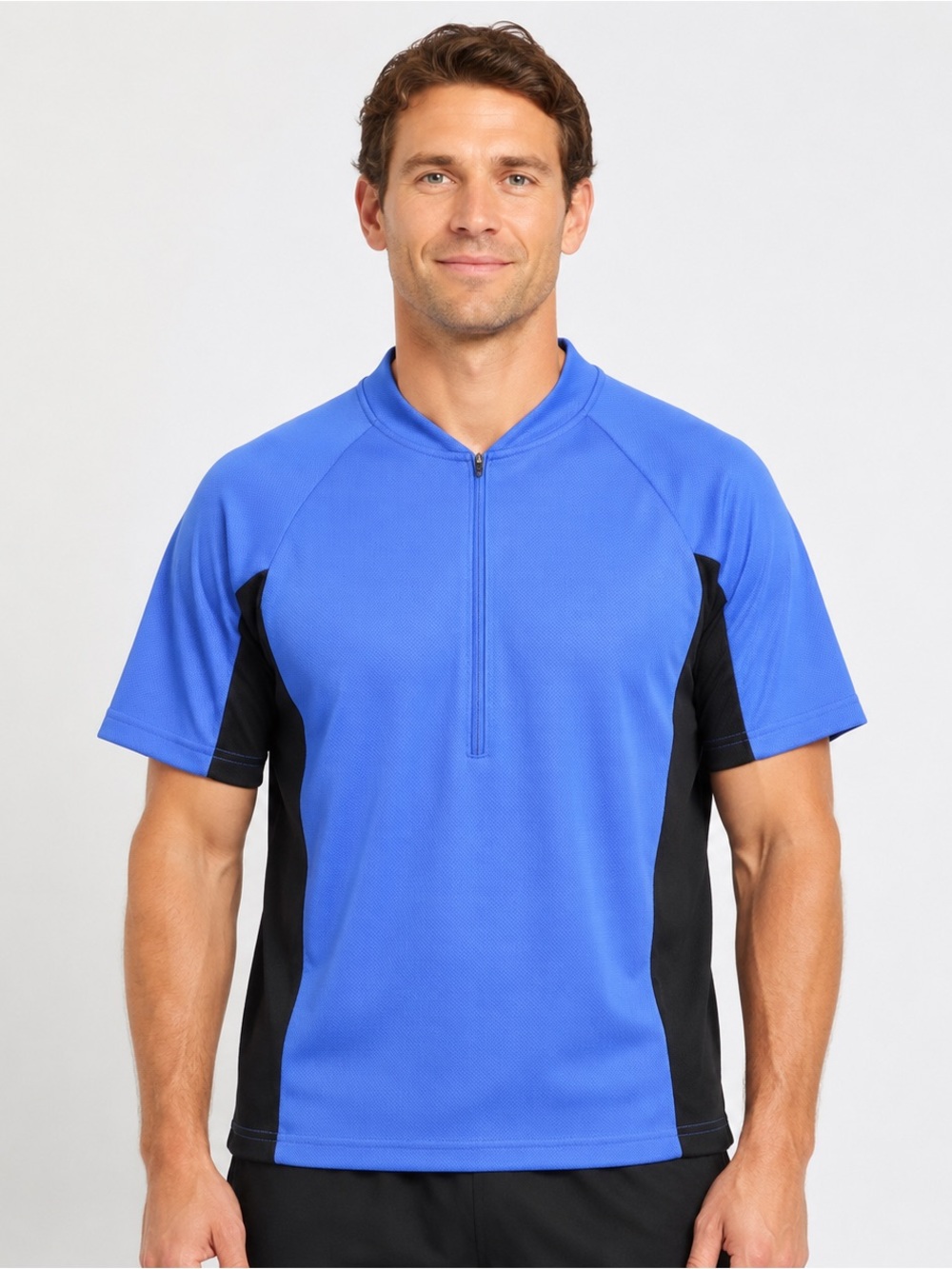 L.L.Bean Men’s Large Blue Black Cycling Jersey Quarter Zip